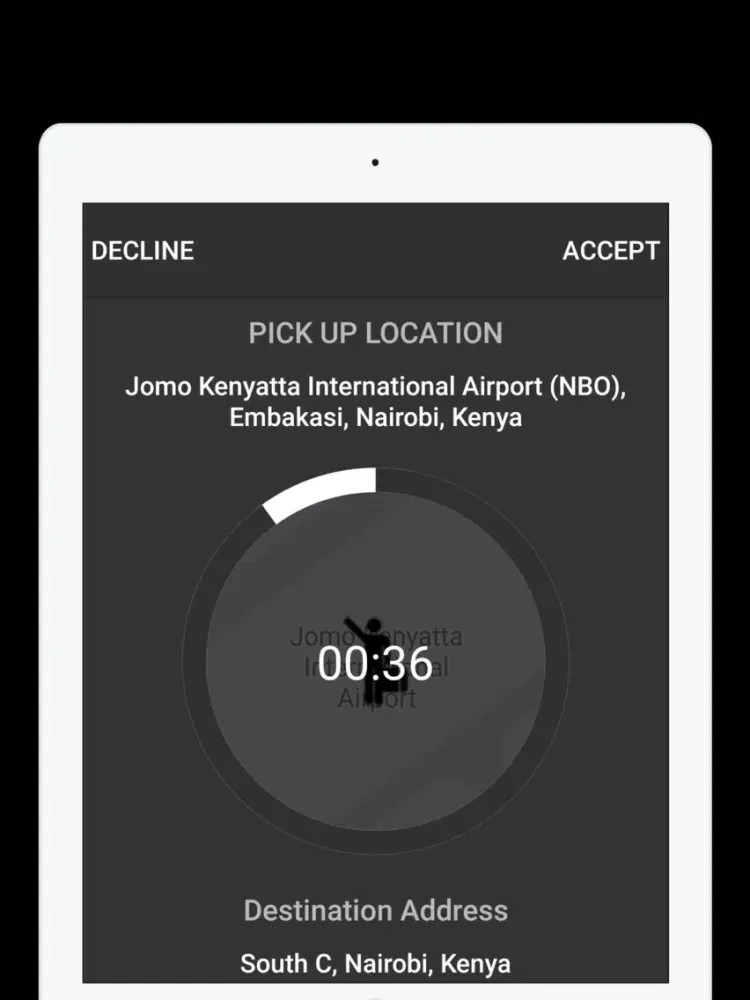 Zrzuty ekranu taxi Hub cab driver iPad 