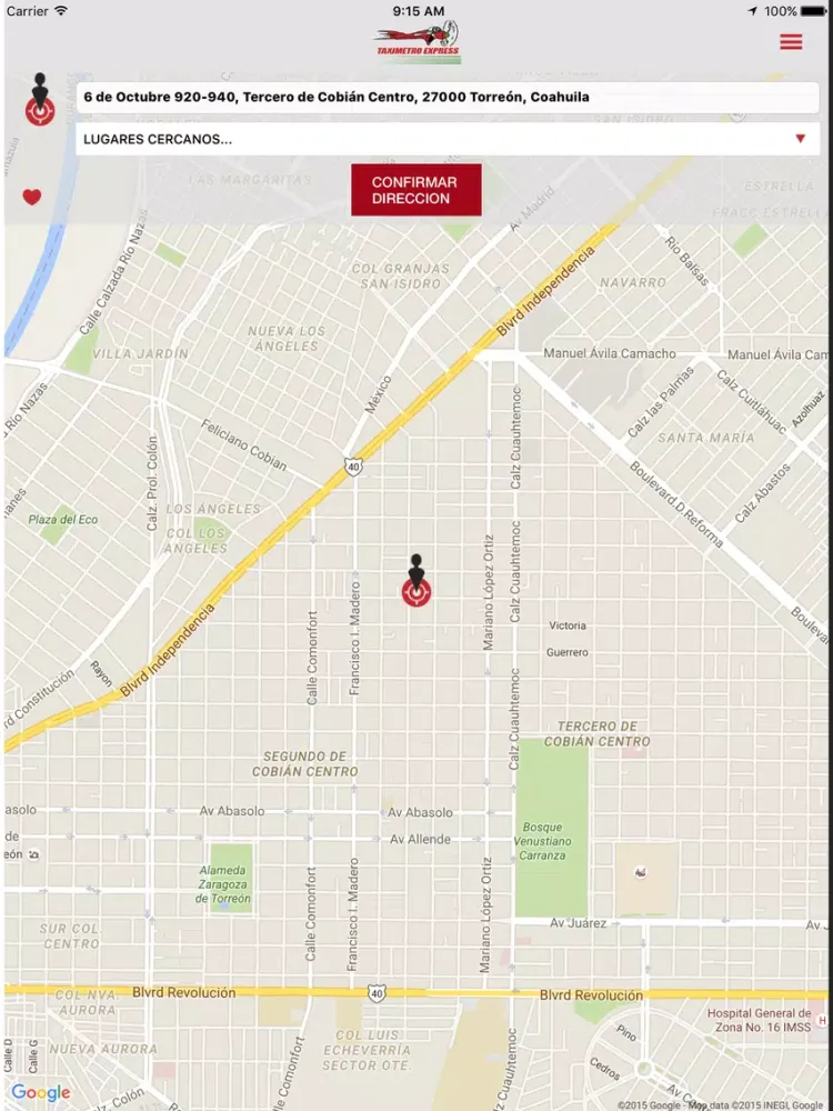 Tangkapan layar Taximetro Express iPad 