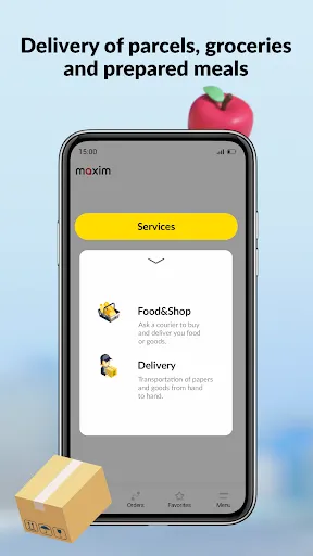 Tangkapan layar maxim — order taxi, food