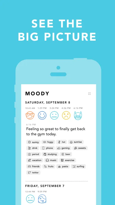 Moody: Mood Tracker & Journal Screenshots
