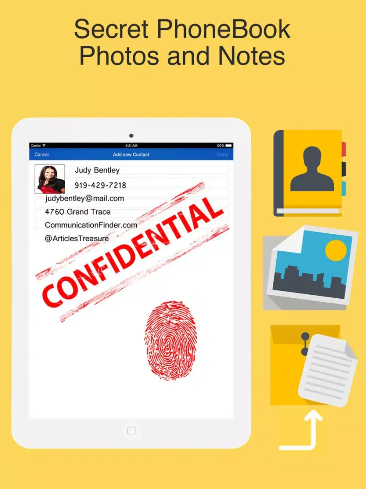 Private Photo & Contacts - Lock Pictures and Notes iPad  Screenshots