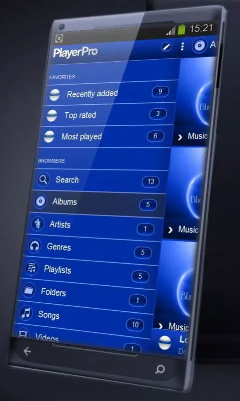 Blue spheres PlayerPro Skin Screenshots