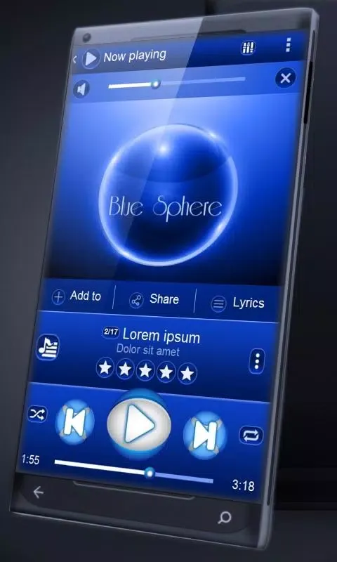 Blue spheres PlayerPro Skin Screenshots