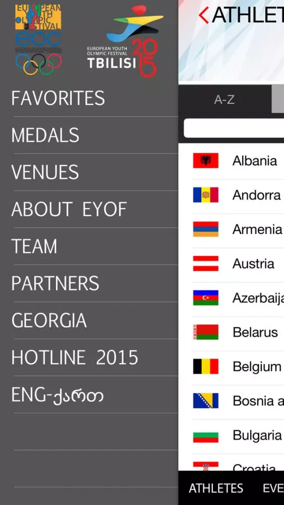 Ảnh chụp màn hình của EYOF Tbilisi 2015