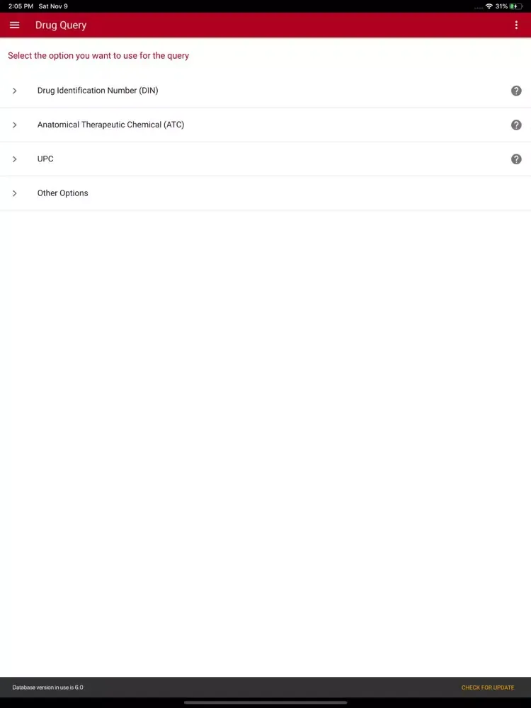 Tangkapan skrin DrugQuery iPad 