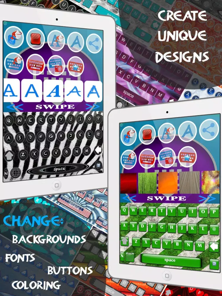 Screenshot di Keyboard Maker - Custom Keyboards Creator allows custom keys, font, backgrounds & photo backgrounds iPad 