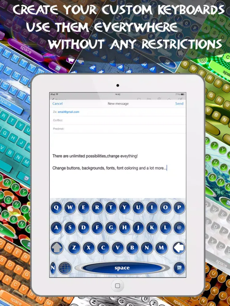 Screenshot di Keyboard Maker - Custom Keyboards Creator allows custom keys, font, backgrounds & photo backgrounds iPad 