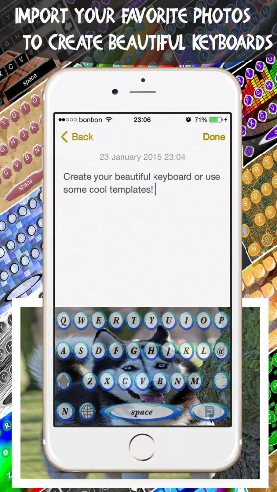 Screenshot di Keyboard Maker - Custom Keyboards Creator allows custom keys, font, backgrounds & photo backgrounds