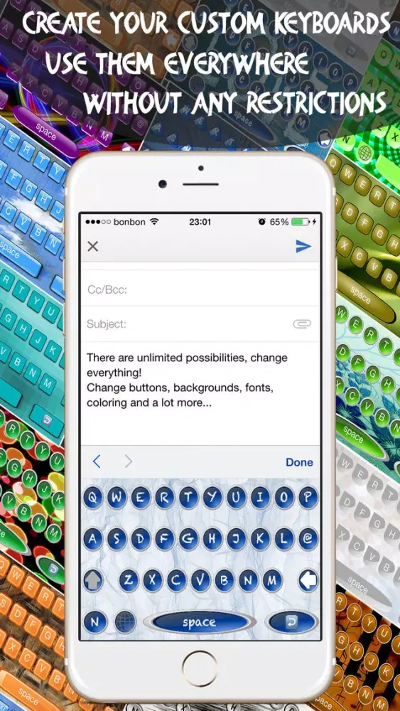 Screenshot di Keyboard Maker - Custom Keyboards Creator allows custom keys, font, backgrounds & photo backgrounds