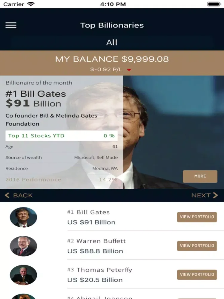 Billionaires League Simulation iPad  سکرین شاٹس