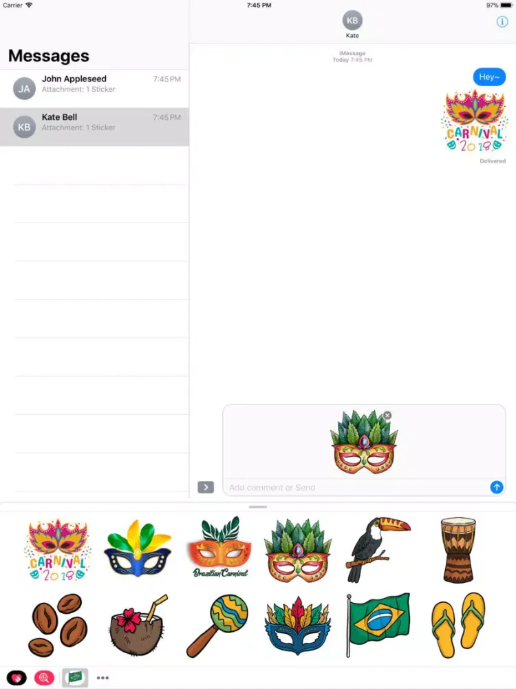 Tangkapan layar Brazil Carnival Samba Sticker iPad 