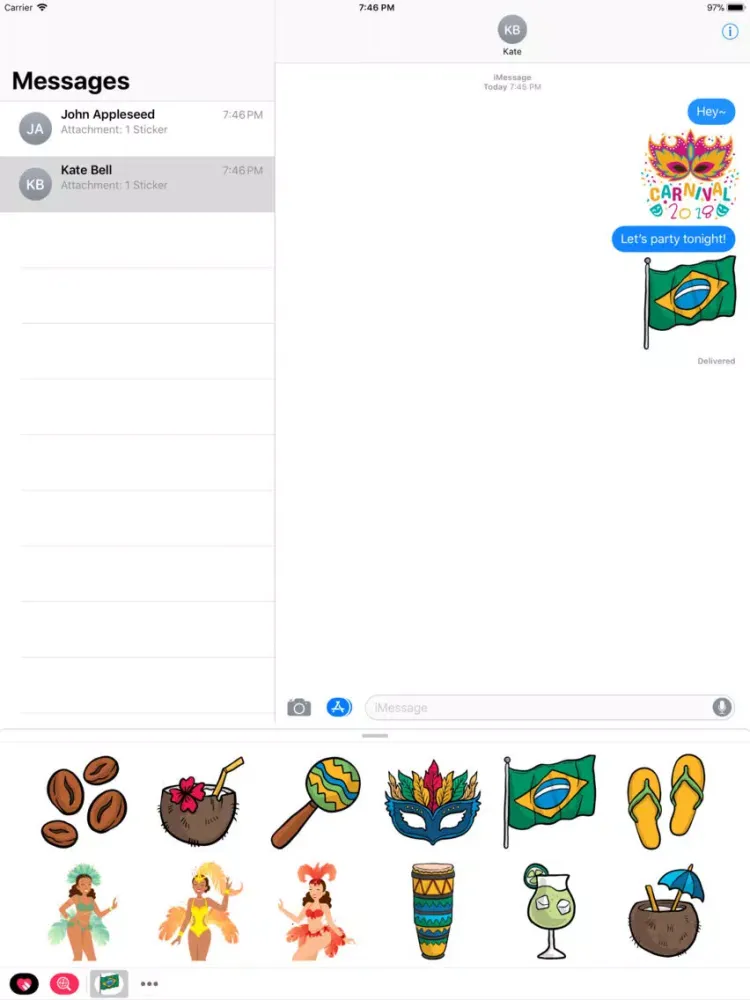 Tangkapan layar Brazil Carnival Samba Sticker iPad 