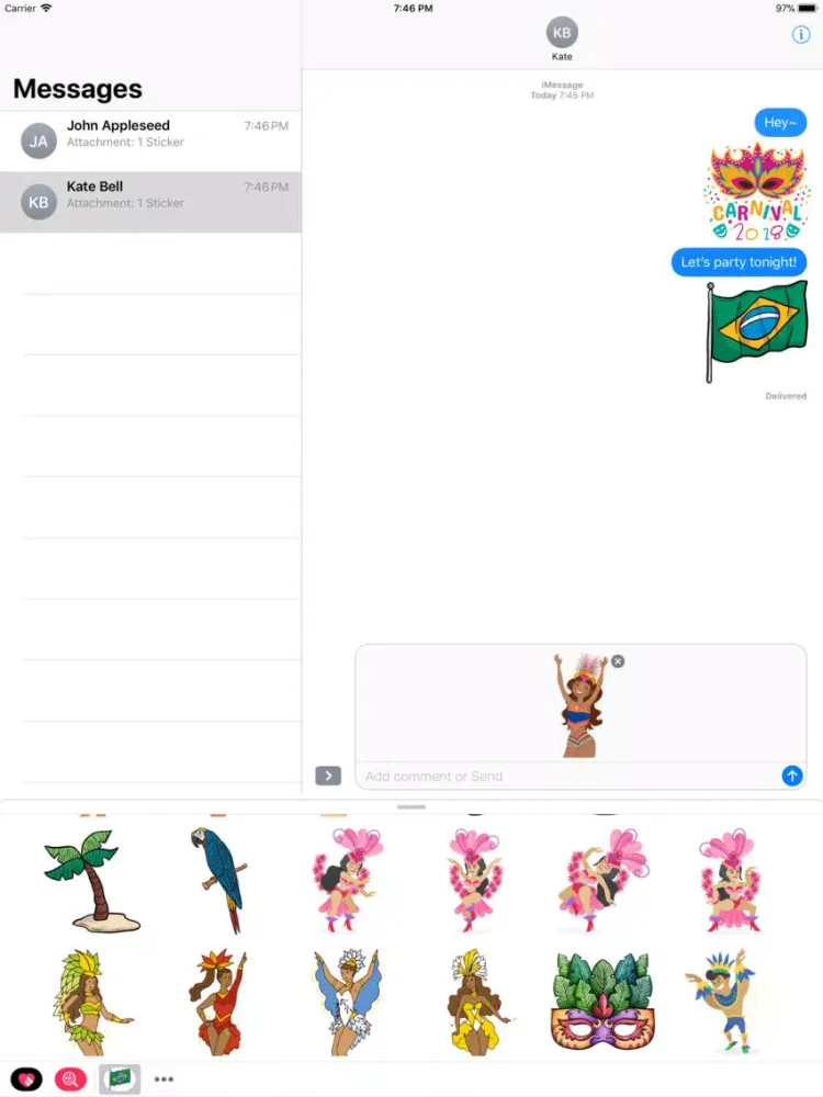 Tangkapan layar Brazil Carnival Samba Sticker iPad 
