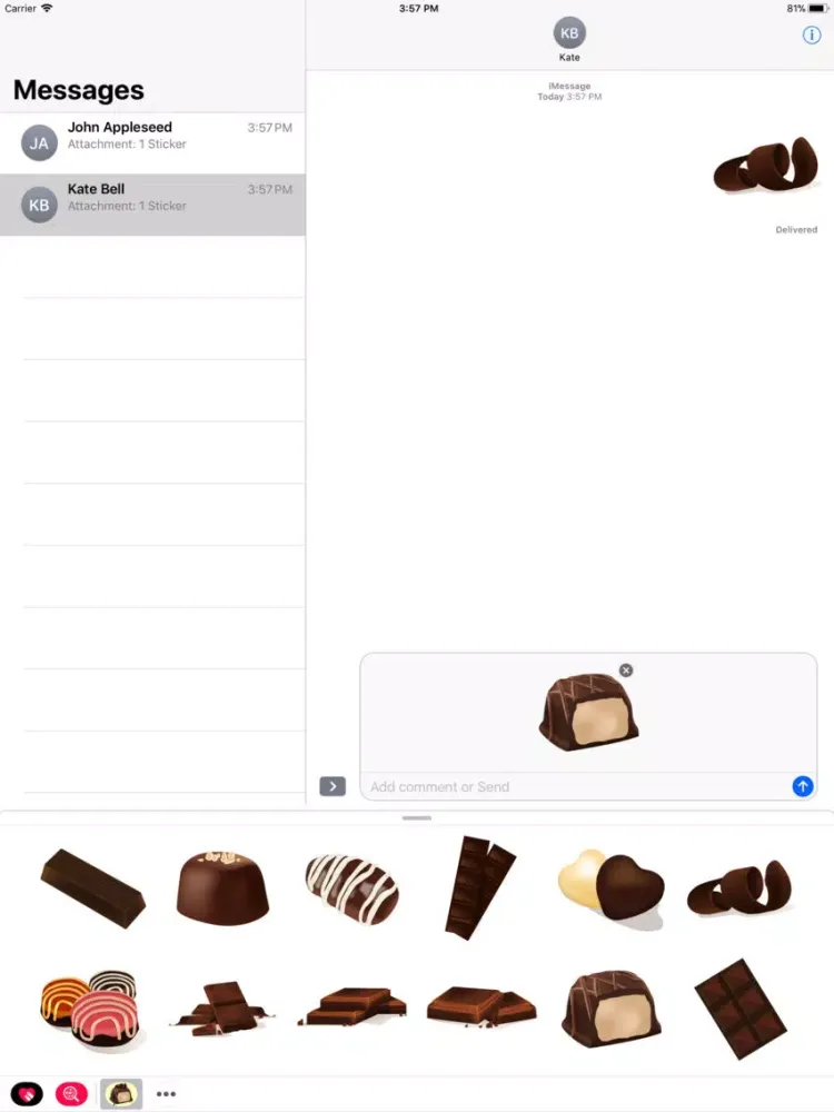 Скриншоты Milk Chocolate Bar Stickers iPad 