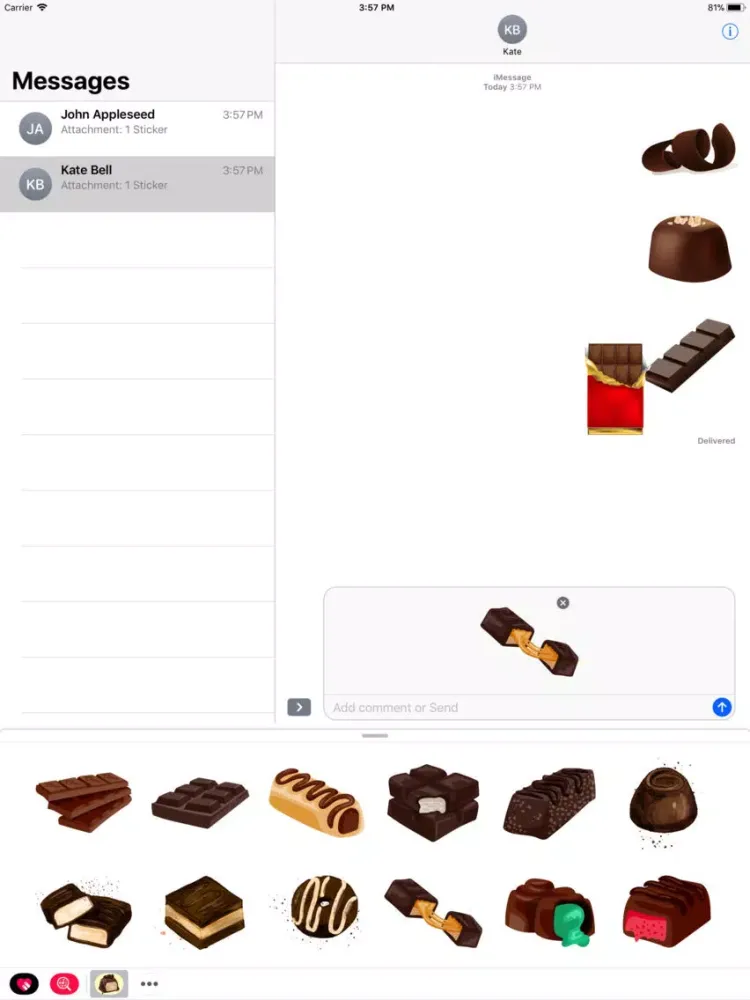Скриншоты Milk Chocolate Bar Stickers iPad 