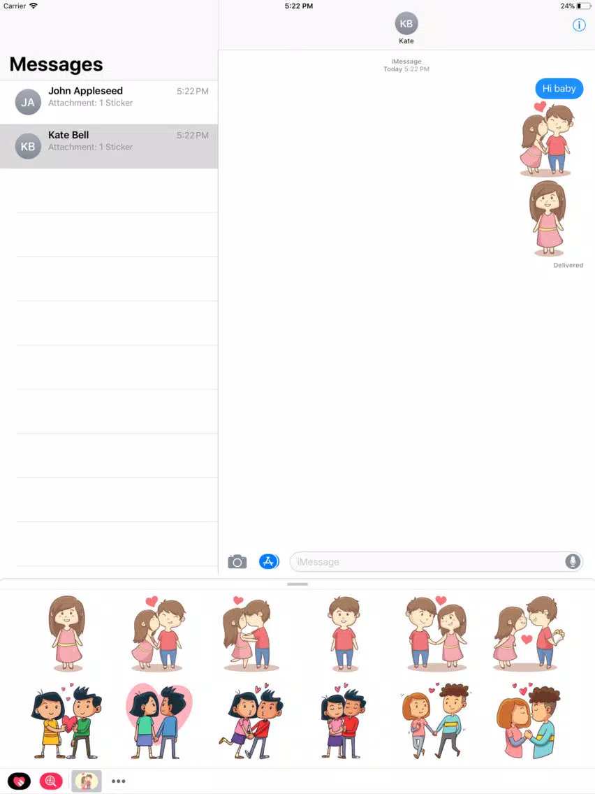 Capturas de tela do Te Amo Couple Stickers iPad 
