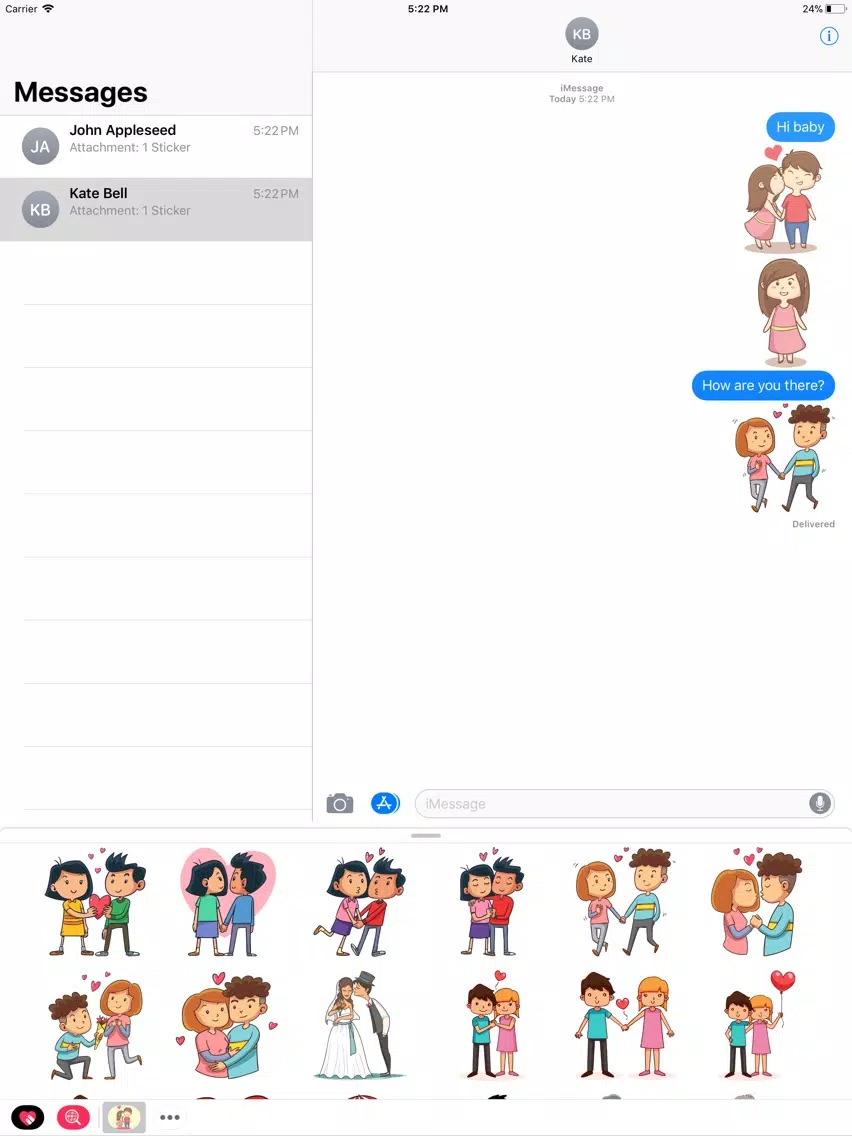Capturas de tela do Te Amo Couple Stickers iPad 