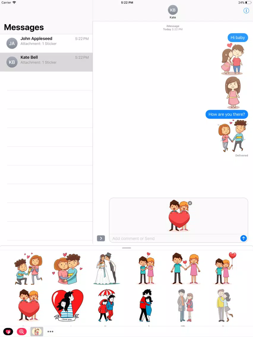 Capturas de tela do Te Amo Couple Stickers iPad 