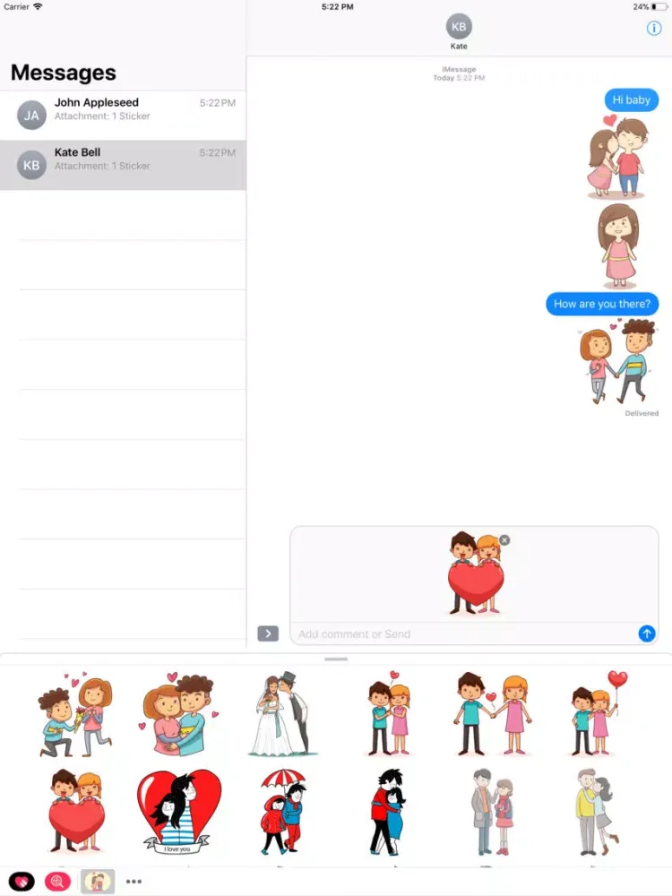 Te Amo Couple Stickers iPad  스크린샷
