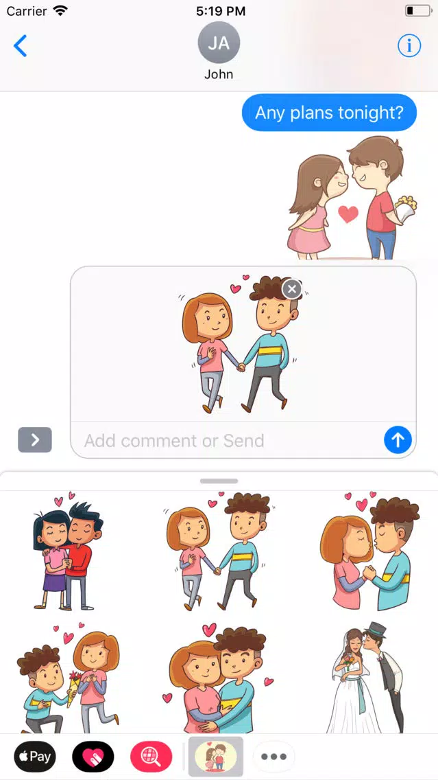 Capturas de tela do Te Amo Couple Stickers