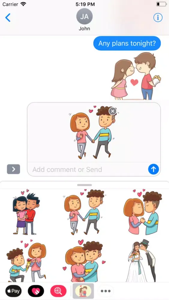 Te Amo Couple Stickers 스크린샷