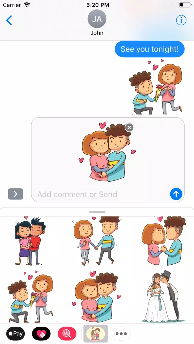 Capturas de tela do Te Amo Couple Stickers