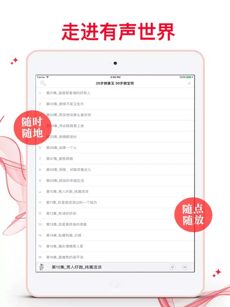 Tangkapan layar [有声]20岁做黛玉 30岁做宝钗-非听不可 iPad 
