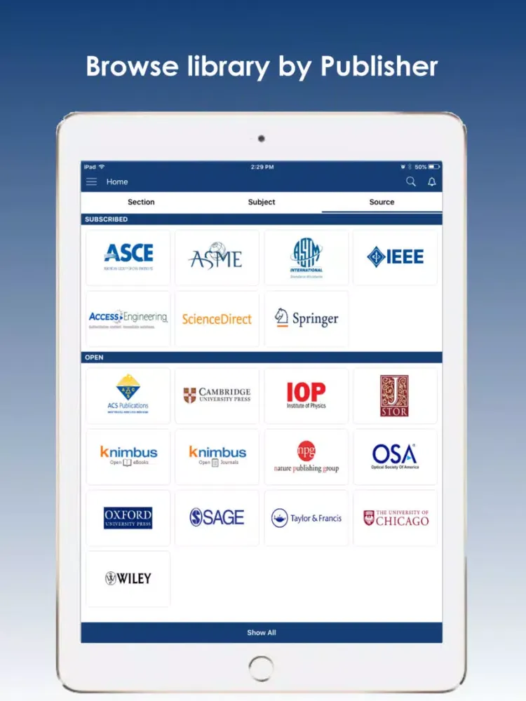 TCET eLibrary iPad  Screenshots