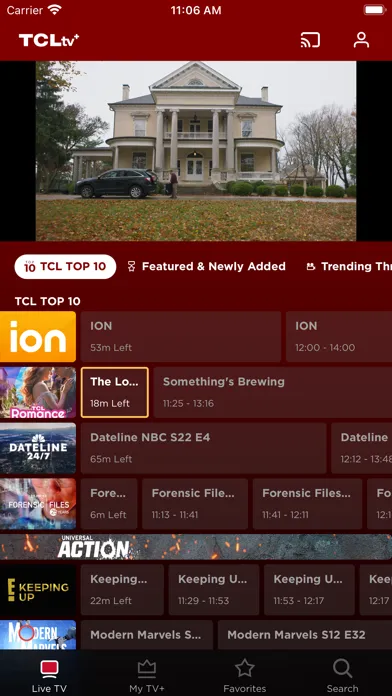 Tangkapan skrin TCL TV+