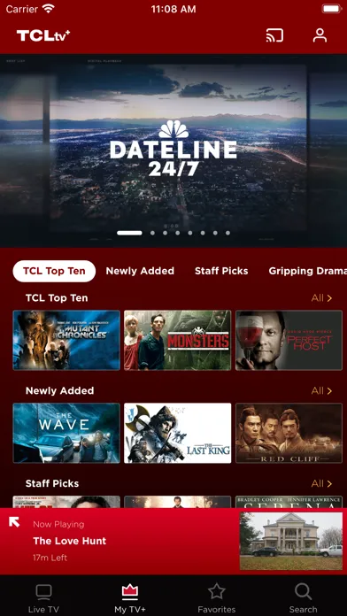 Tangkapan skrin TCL TV+