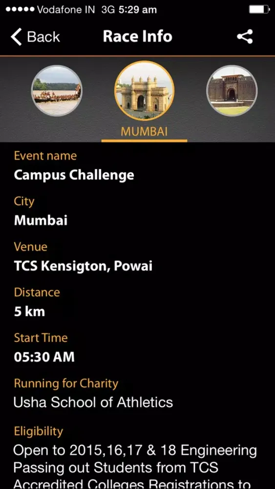 Capturas de tela do TCS Fit4Life Campus Challenge