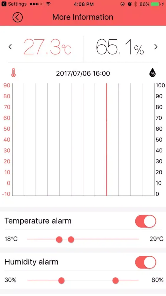 Capturas de tela do smart thermo-hygrometer