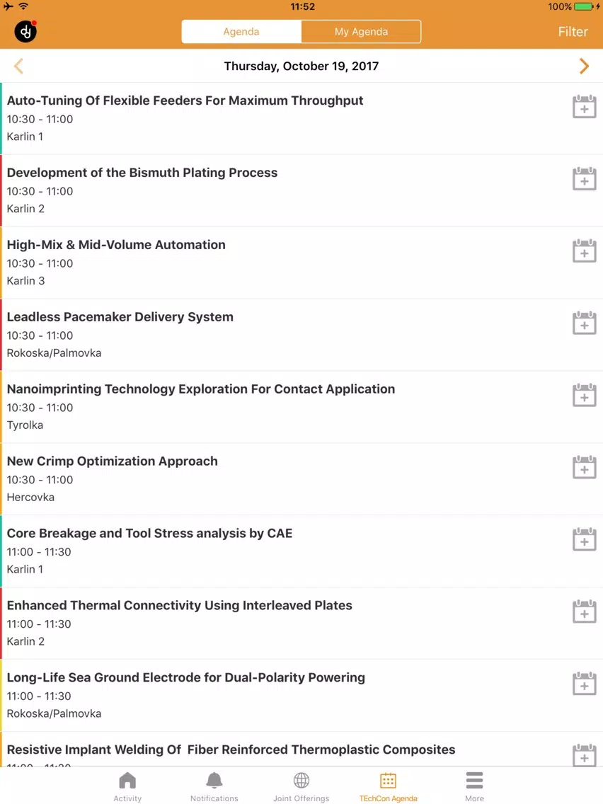 Ảnh chụp màn hình của TE Events iPad 