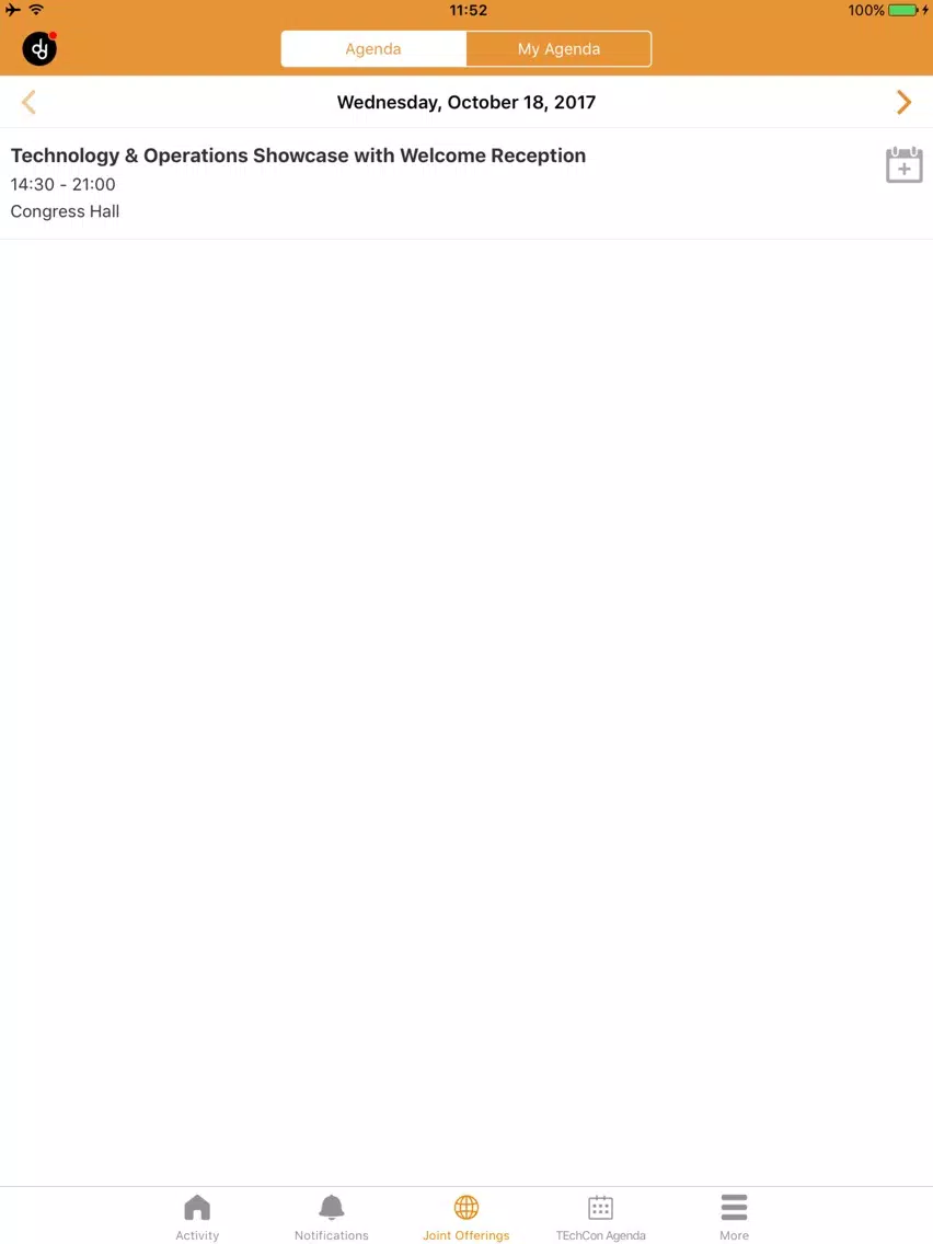 Ảnh chụp màn hình của TE Events iPad 