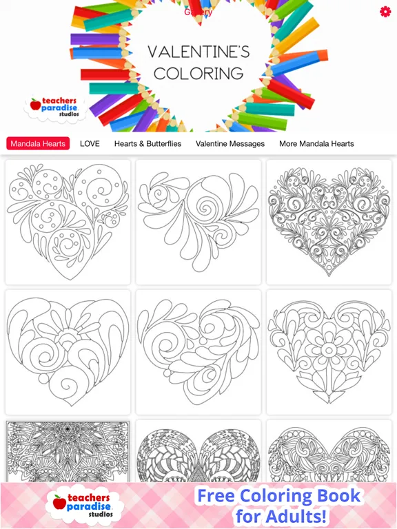 Tangkapan layar Adult Coloring Books: Valentines Day iPad 