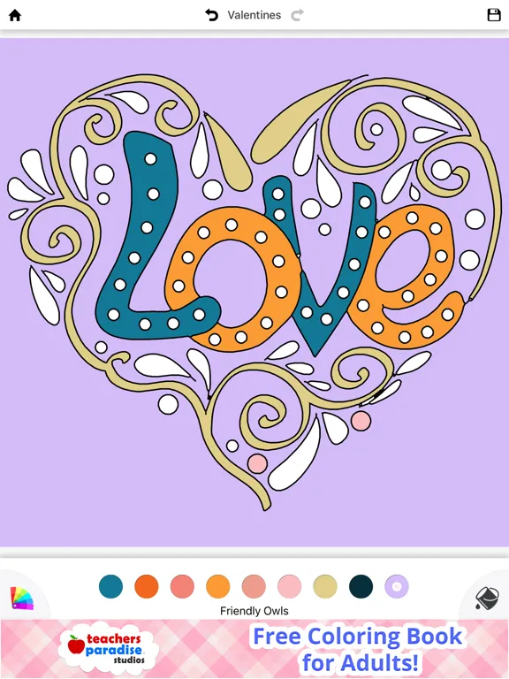 Tangkapan layar Adult Coloring Books: Valentines Day iPad 