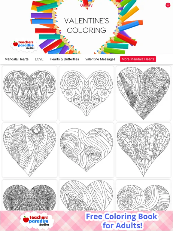 Tangkapan layar Adult Coloring Books: Valentines Day iPad 