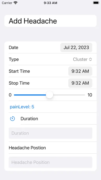 Zrzuty ekranu My Simple Headache Tracker