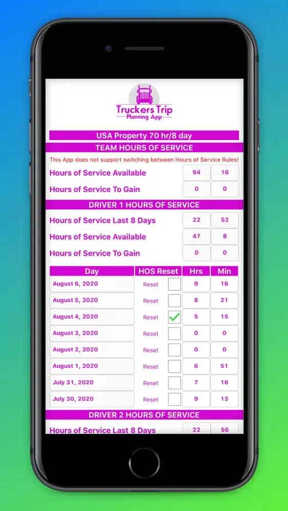 Capturas de tela do HOS Recap Calculator Team