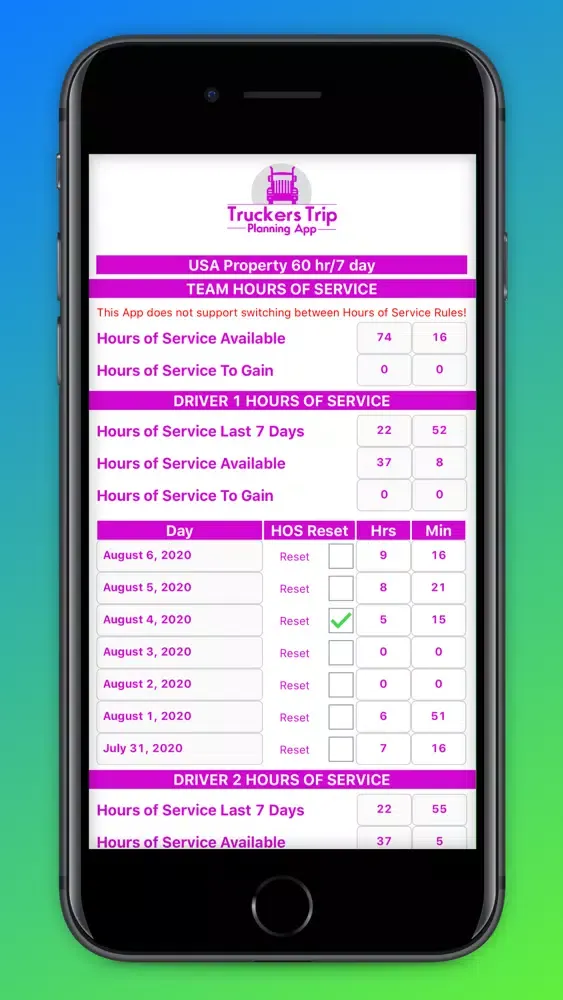 Capturas de tela do HOS Recap Calculator Team