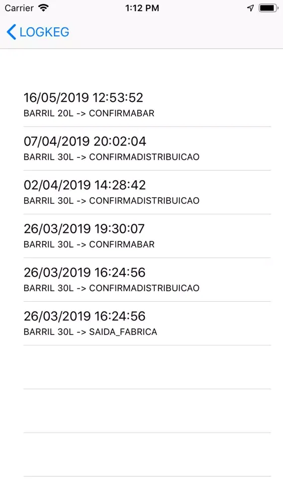 Capturas de tela do LOGKEG