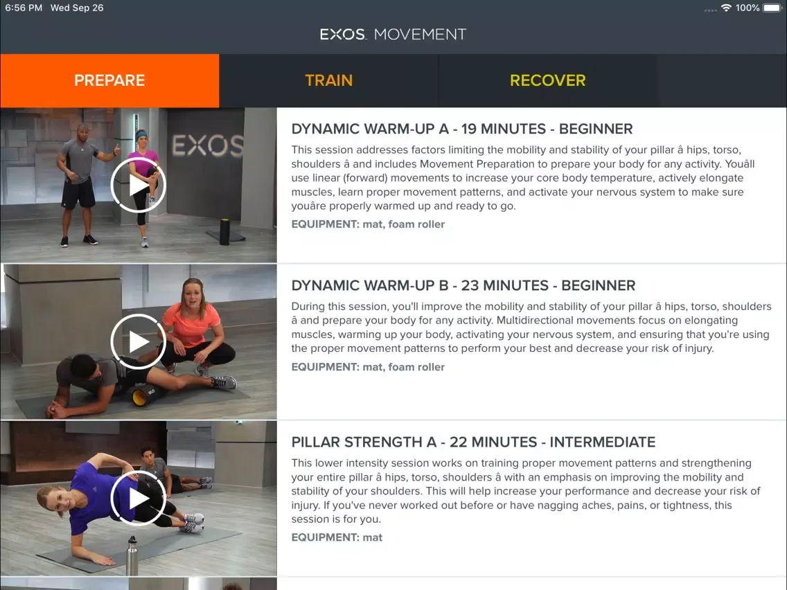 EXOS Movement iPad  سکرین شاٹس