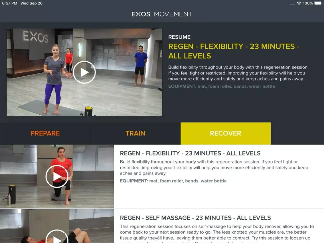 EXOS Movement iPad  سکرین شاٹس