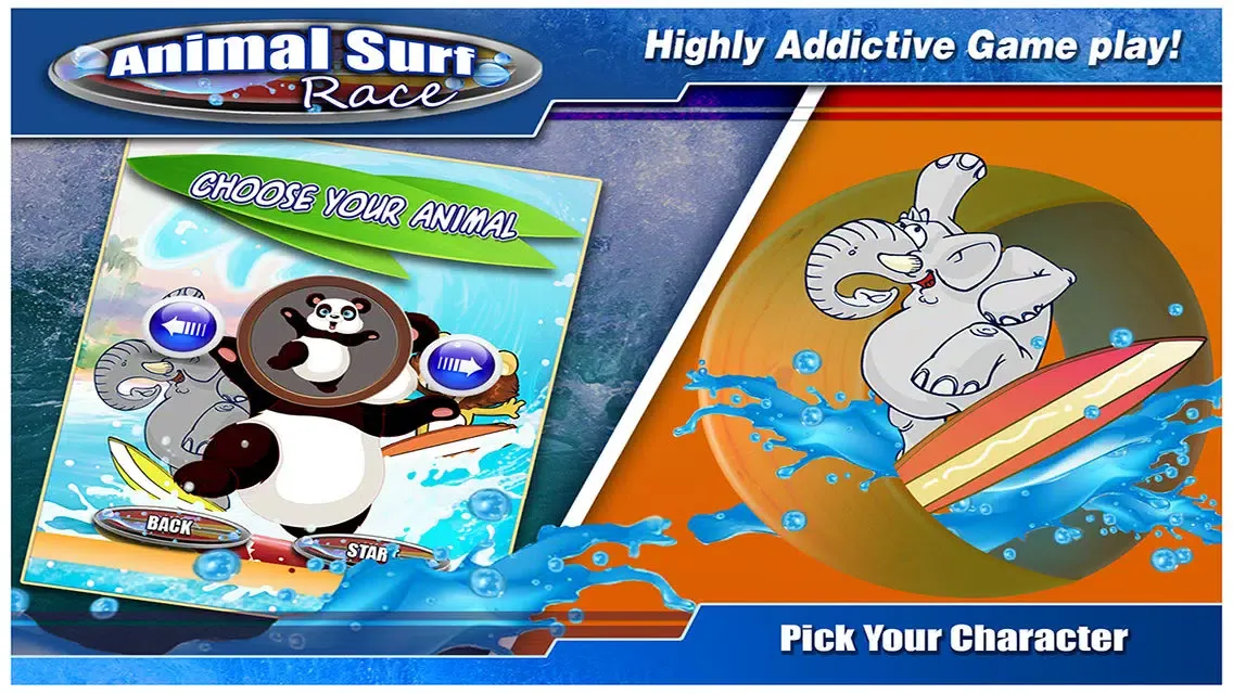 ภาพหน้าจอของ Animal Surf Race - Panda & Friends Crazy Surfing Sports Fun