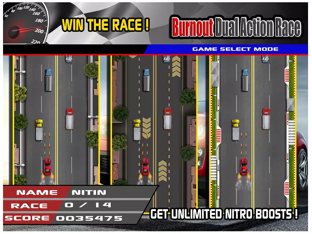 Burnout Dual Action Race Free : Crossover Rivals Take Down Racer iPad  स्क्रीनशॉट