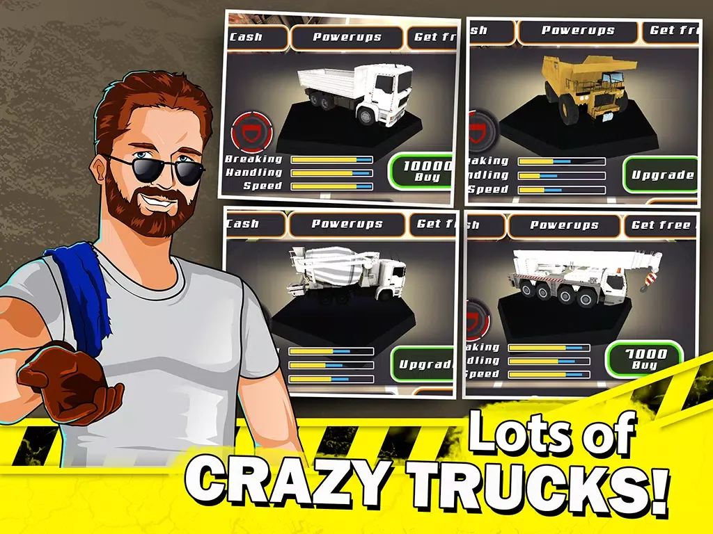ภาพหน้าจอของ 3D Mega Truck Crazy Drive : Realistic Construction Cars Road Racing ( Bulldozer, Crane, Cement & Dump Truck) iPad 