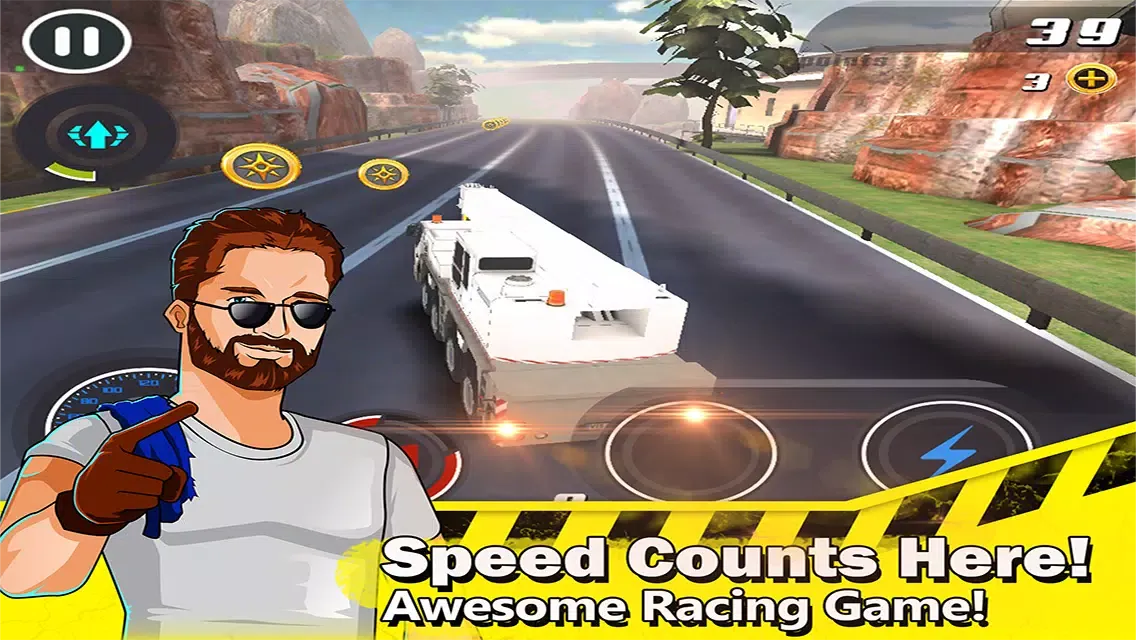 ภาพหน้าจอของ 3D Mega Truck Crazy Drive : Realistic Construction Cars Road Racing ( Bulldozer, Crane, Cement & Dump Truck)