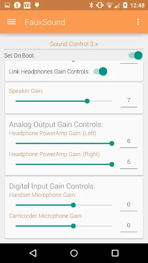 Capturas de tela do FauxSound Sound Control