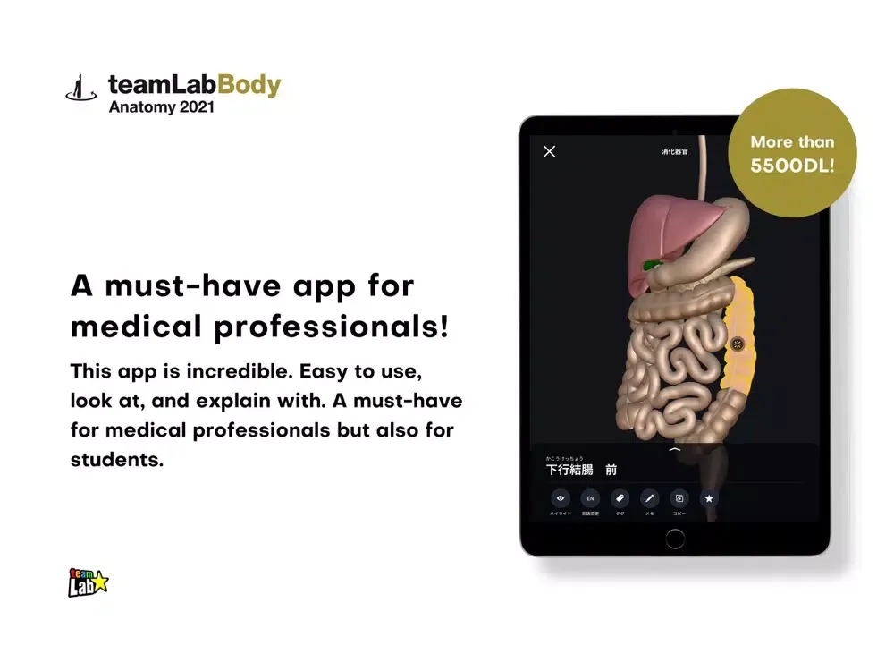 3D anatomy teamLabBody2021 iPad  スクリーンショット