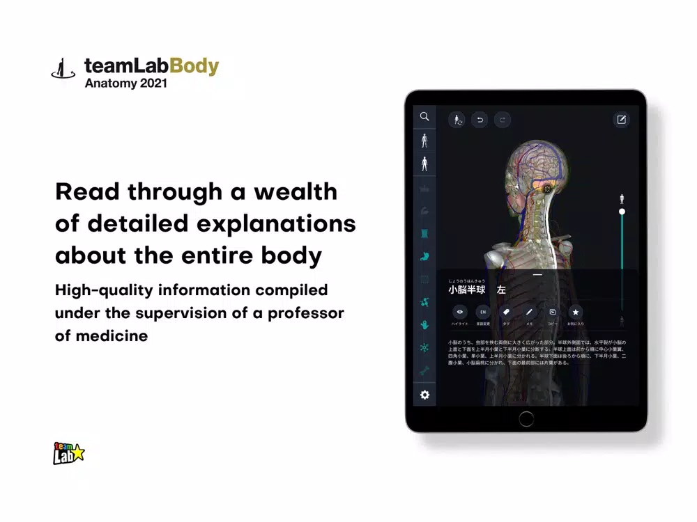 Capturas de tela do 3D anatomy teamLabBody2021 iPad 